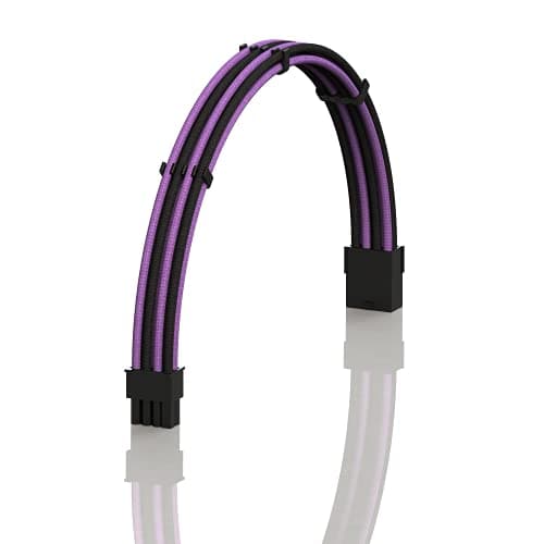 Image of LINKUP - AVA 50cm PCI-E 8 Pin (6+2) GPU PSU Power Supply Braided Sleeved Custom Mod PC Extension Cable w/Combs | Strong & Stiff Design | Single Pack | 500mm - PurpleBlack