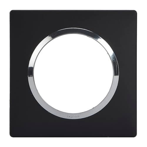 Image of LEGRAND - Dooxie Square Plate 1 Hole Black Finish Chrome Ring