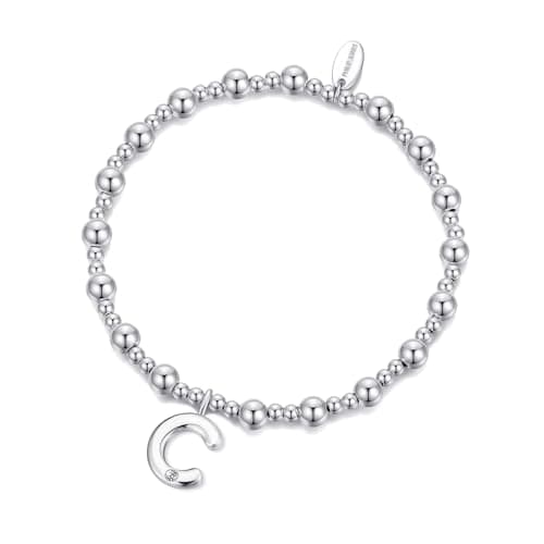 Image of Philip Jones Letter C Initial Stretch Bracelet Created with Zircondia® Crystals