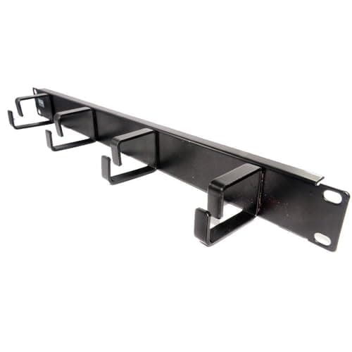 Image of kenable Cable Management Bar 1U Horizontal Ring Panel for 19 Inch Server Rack Data Cabinet Network | 4 Metal Rings | Black 1U