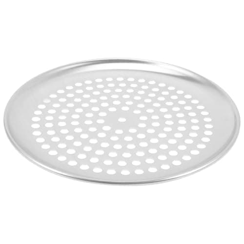 Image of MUCKLILY Sturdy Stainless Steel Pizza Tray 12-Inch Perforated Pan for Oven Use for Baking Cakes and Entertaining Guests