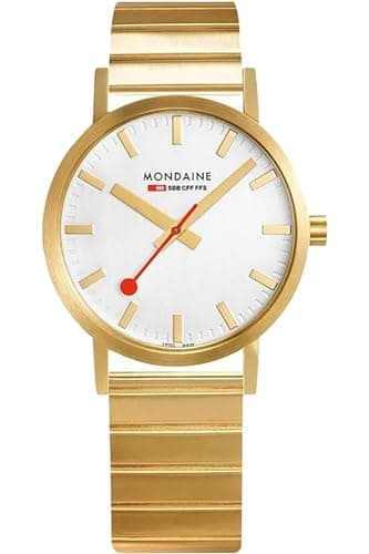 Image of Mondaine - Classic A660.30314.16SBM - Mens and Womens Watch 36mm - Official Swiss Railways Wrist Watch Gold Steel Strap - 30m Water Resistant - Watches for Men and Women