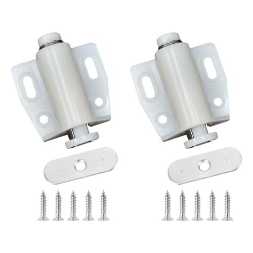 Image of LICQIC 2 PCS Push Release Door Catch, Magnetic Door Catch Push Open, Plastic Soft Close Strong Spring for Cabinet Cupboard Wardrobe Kitchen Bathroom (White)