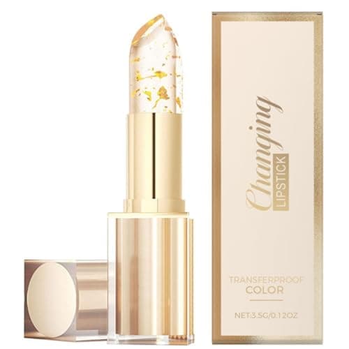Image of Colour Changing Lipstick, PH Adjusting Lipstick, Temperature Reactive Lip Tint, Long Lasting Moisturising Gloss, Natural pH Lip stick with Gold Foil,Hydrating Shine, Smooth Texture (1PC)