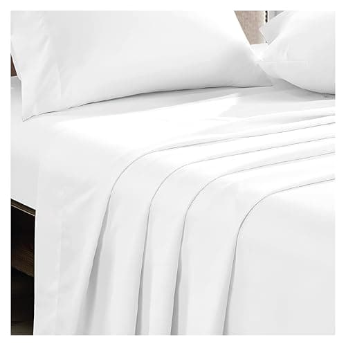 Image of APEX FURNISHINGS Flat Sheet White 100% Egyptian Cotton 300 Thread Count King size Bed Sheets - Breathable and Fade Resistant Hotel Bedding Flat Sheets (250cm x 280cm)