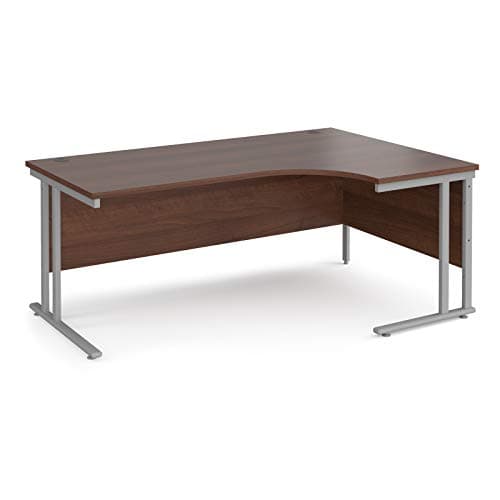 Image of Mr Office Maestro 25 right hand ergonomic desk - silver cantilever leg, Walnut, 1800