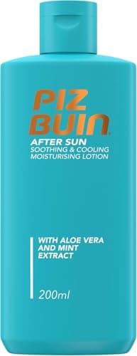 Image of Piz Buin After Sun Soothing and Cooling Moisturising Lotion (200ml), Nourishing Cream with Aloe Vera Extract to Soothe and Calm, Aftersun with Non-Greasy Formula, Immediate and Lasting Cooling Effect