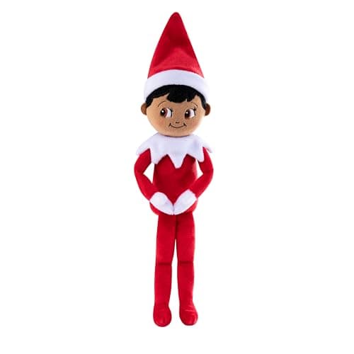 Image of Elf on the Shelf Plushee Pal Snugglers - Cuddly, Cute and Adorable Boy Elf with Brown Eyes: 12" Premium Plush Christmas Teddy Toy Elf (Black/Dark tone)