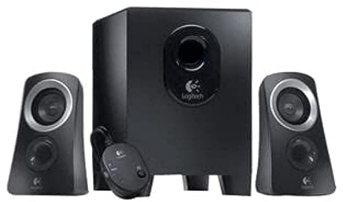 Image of Logitech Z313 2.1 Multimedia Speaker System with Subwoofer, Full Range Audio, 50 Watts Peak Power, Strong Bass, 3.5 mm Audio Inputs, EU Plug, PC/PS4/Xbox/TV/Smartphone/Tablet/Music Player - Black