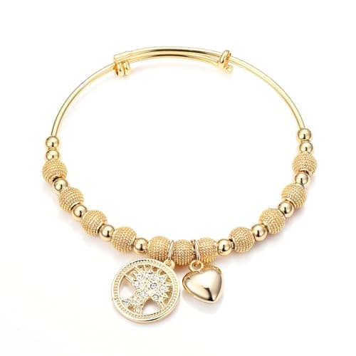 Image of Philip Jones 18k Gold Plated Tree of Life Bangle Created with Zircondia® Crystals