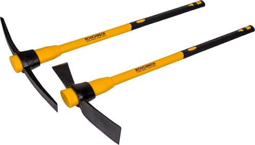 Image of Roughneck ROU64104 Pick Axe & Cutter Mattock 2 Piece Set Including: 1x Pick Axe 1x Cutter Mattock (Both 5lbs/2.3kg)