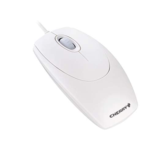 Image of CHERRY WheelMouse, Wired Mouse, Symmetrical Design for Right and Left-Handers, Optical Sensor, USB Connection, PS/2 Adapter Included,White-Grey