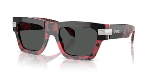Image of Versace Man Sunglasses Top Black/Red Havana Frame, Dark Grey Lenses, 55MM