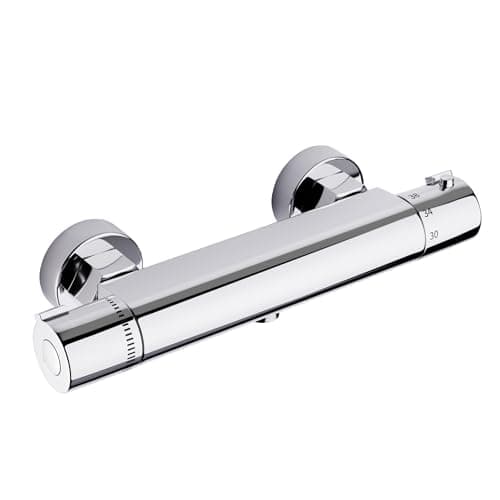 Image of MORADO Thermostatic Shower Mixer,Wall Mounted Shower Mixer Bar,Shower Mixer Tap with Anti-Scald Control Valve, Chrome, Solid Brass