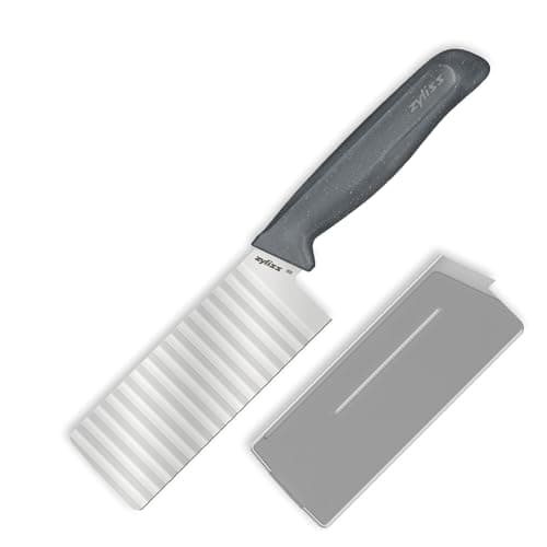 Image of Zyliss Crinkle Knife, Potato Cutter and Chipper, Vegetable Knife Chopper with Ultra Sharp Stainless Steel Blade, Handle with Sustainable Wheat Straw, Dishawasher Safe, Blade Guard for Safety