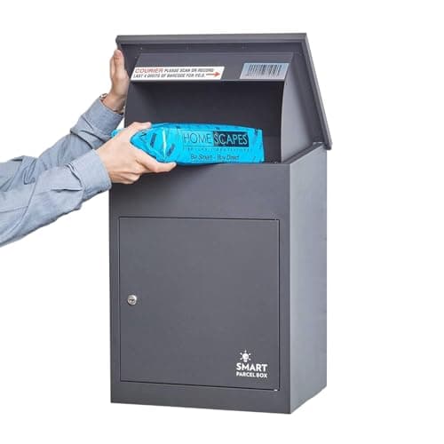 Image of SMART PARCEL BOX Wall Mounted Parcel Box Outdoor, Medium Grey Delivery Box, Secure, Durable Galvanised Steel Weatherproof, Lockable For Post, Multiple Letters & Large Package Drop