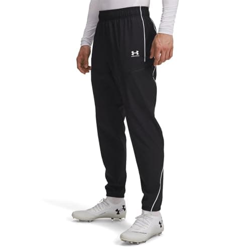 Image of Under Armour Men's Challenger Warm-Up Pant, Water-Resistant Tracksuit Bottoms with Ankle Cuffs, Men's Joggers for Sports and Athletics,Black / / White,LG