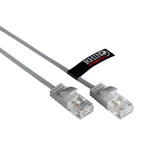 Image of rhinocables Slim CAT 6 High-Speed Gigabit Ethernet Cable - Patch Network Lead for LAN| Snagless UTP Design, LSZH Jacket | RJ45 Connector for Internet, Router, Modem, Smart TV, PC & More (1.5m, Grey)
