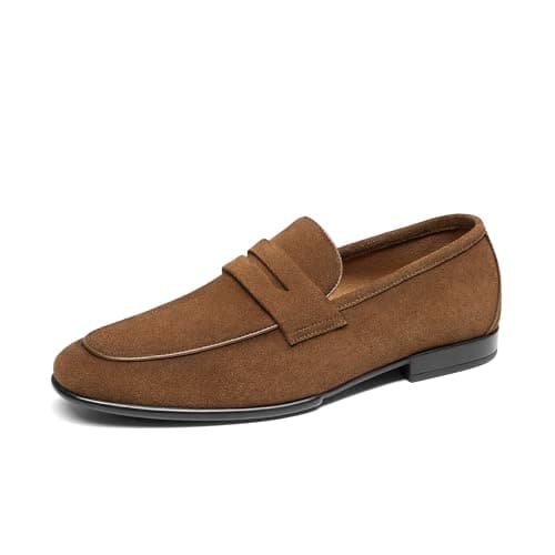 Image of Bruno Marc Men's Leather Loafers Slip On, Penny Suede Dress Comfort Lightweight Soft Sole Shoes,Size 8.5,Tan,SBLS26003M-1
