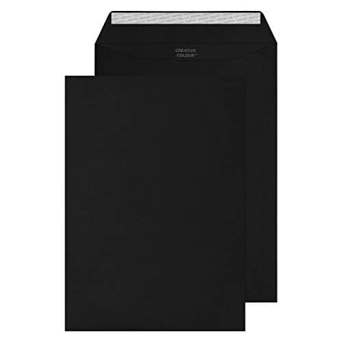 Image of Blake Creative Colour C4 229 x 324 mm 120 gsm Peel & Seal Pocket Envelopes (63414P) Jet Black - Pack of 10