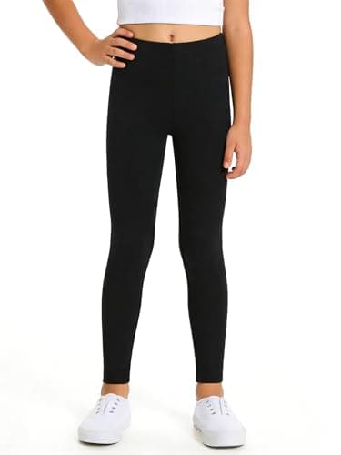 Image of Himcus Girl Heavyweight Plain Cotton Full Length Legging Soft Stretch Kids Comfortable Leggings for School Casual Age 4-13 Years(Black,11-12 Years)