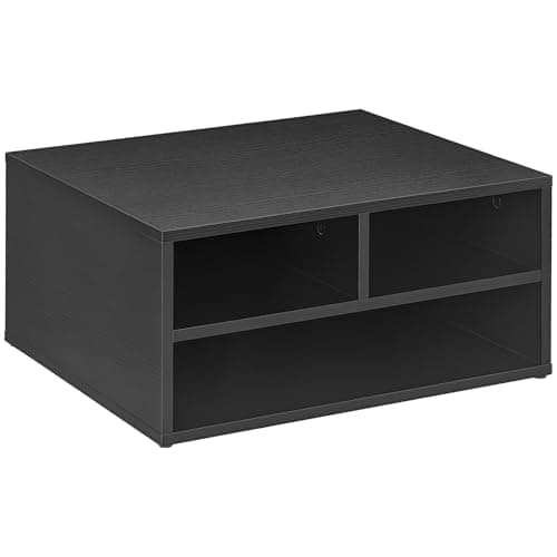 Image of HOMCOM Desktop Printer Stand with Storage, 2-Tier Desk Organizer with 3 Open Compartments for Home Office, Black