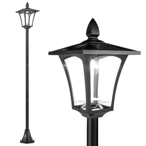 Image of Outsunny Outdoor Garden Solar Post Lamp Sensor Dimmable LED Lantern Bollard Pathway 1.6M Tall – Black