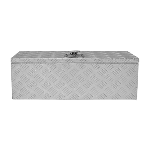 Image of Aluminium Tool Box 60L Lockable Chest 2 Keys Trailer Truck Van Locker Boxes Storage Heavy Duty Checker Plate Rubber Base Liner Seal Gas Struts Carry Case Medium 29" x 10" x 12.5" 745mm x 250mm x 320mm