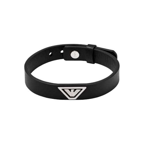 Image of Emporio Armani Men's Silver Leather Bracelet, EGS3128040