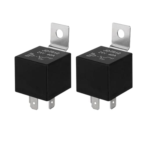 Image of QitinDasen 2 Pieces 4 Pin Car Relay, 24V 40A SPST Automotive Relay with Metal Mounting Bracket, for Car Truck Boat (Black)