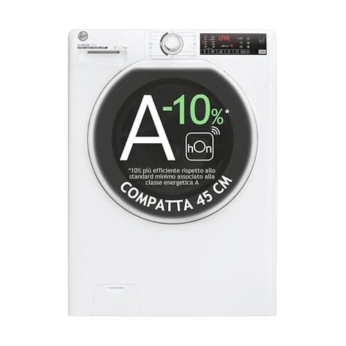 Image of Hoo ver, Washing machine Slim H-WASH 350, H3WP4474TAM6/1-S, Front loading machine, 7 kg, Class A-10%, 1200 revolutions, 77 dB, Steam, 16 programs, Delay start, White, AxLxP 85x60x45 cm