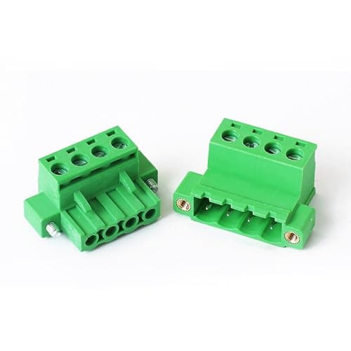 Image of XUGERIP 5 Set 4 Pin 5.08mm Pitch Pluggable Terminal Block with Screw Locking Flange, Male Plug and Female Socket Phoenix Type Connector - 300V 15A AWG24-12