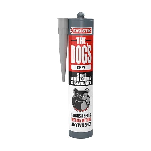Image of EVO-STIK THE DOG'S Adhesive & Sealant Grey - 290ml - Solvent Free - High Strength - Multi-purpose and Waterproof