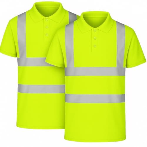 Image of NIYS High Visibility Polo Shirt Yellow Orange Navy Safety Security Work Breathable Lightweight Workwear Top Reflective Tape Small to 3XL (UK, Alpha, 3XL, Regular, Regular, Pack of 2 Yellow)