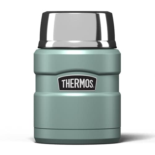 Image of Thermos Stainless King Food Flask, 470ml Capacity - Sleek Multi- Purpose Flask for Daily Food Prep - Durable Stainless Steel with Classic Duck Egg Finish - Ideal for On-the-Go Meals & Drinks