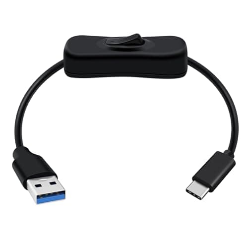 Image of HuaLiSiJi USB A 3.0 to USB C Cable with Switch USB C Data and Charging Cable for Fan, Camera, Cell Phone Type C (Black, 0.3 m)