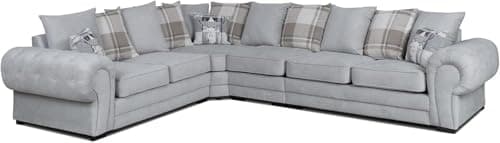 Image of 3 C 2 Corner Settee - Large Verona Left or Right Hand 6 Seater Sofa - Comfy Designer Scatter Back Cushions - Modular Dual Arm Corner Suites for Living Room Lounge Indoors Decor (Grey, Left Hand)