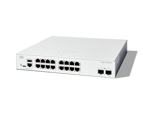 Image of Cisco Catalyst 1300-16T-2G Managed Switch, 16 Port GE, 2x1GE SFP, Limited Lifetime Protection (C1300-16T-2G)