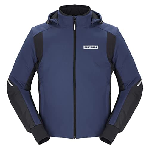 Image of SPIDI, HOODIE ARMOR H2OUT, Black and Blue, Size XXL, Waterproof and Breathable Motorcycle Jacket, Wind Protection, Men's Motorcycle Jacket with Elastic Cuffs