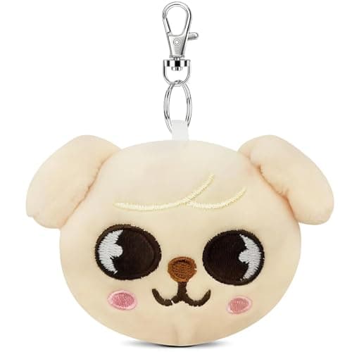 Image of AstraFable Cute Plush Keychain, 10cm Soft Stuffed Animal Keyring, Mini Plush Bag Charm Pendant, Gift for Friends (White Dog)