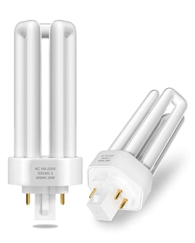 Image of Lamptobe GX24Q-3 26W Compact Fluorescent Lamp 4 Pin - Natural White 4000K Energy Saving PLT-840 CFL Light Bulbs 3U Triple Turn CFL AC 220V Non-dimmable for Bathroom Bedroom Hallway Garage (2-Pack)