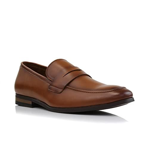 Image of Ferro Aldo Men's Loafer Collection | Classic Slip-on Penny Loafers & Driving Moccasins for Casual & Dress, 1b. Cognac [Leather], 9 UK