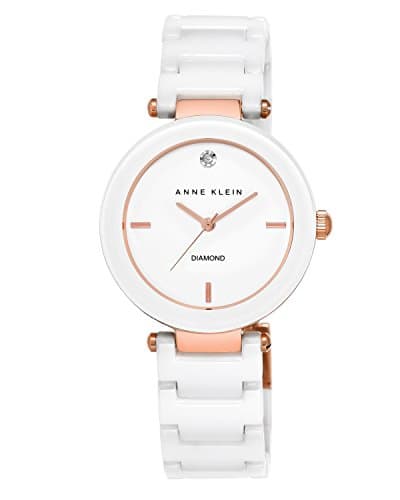 Image of Anne Klein Women's Alice Quartz Watch with White Dial Analogue Display and White Ceramic Bracelet AK/N1018RGWT