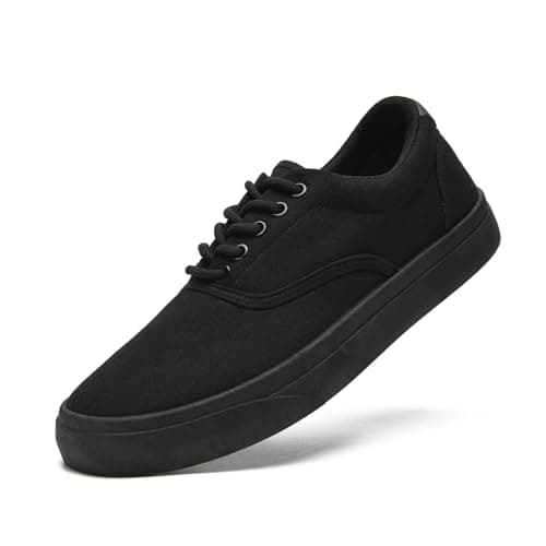 Image of Mens Canvas Shoes Low Top Sneaker Casual Trainers Lace Up Thick Sole Breathable Fashion Plimsolls Pumps Tennis Shoes for Men(All Black 283)