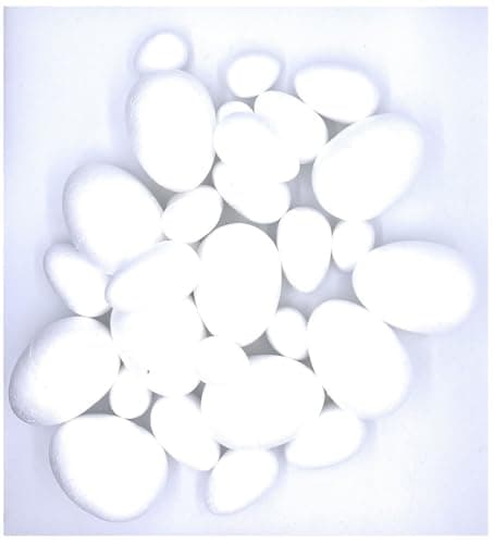 Image of Lexicon Select Polystyrene Eggs - Pack of 30-3 different sizes - 10 x 3.8cm, 10 x 5.6cm, 10 x 7.8cm - Paint or decorate your own Easter Eggs, decorations and more with Hints & Tips Guide
