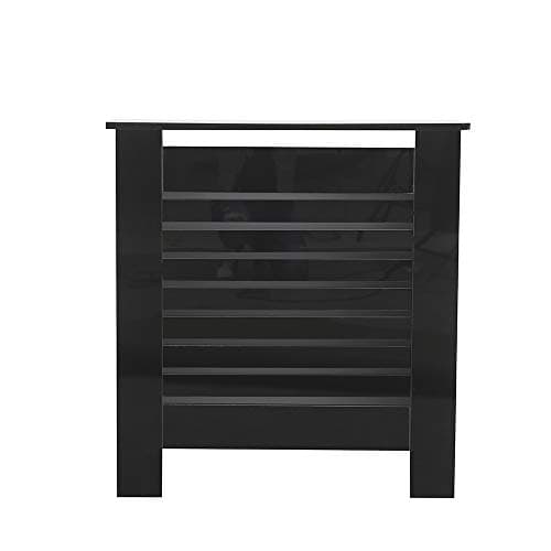 Image of FUSIDE Radiator Cover Modern Deisgn,High Gloss Slatted Grills,White,Black,Grey Radiator Covers (Black-Small)