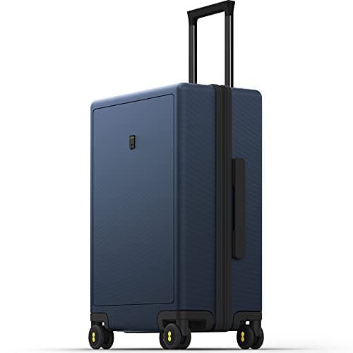 Image of LEVEL8 Suitcase Hand Luggage Suitcases Lightweight 100% PC Trolley Case Micro-Diamond Textured Design, Carry on Luggage with 8 Spinner Wheels,TSA Approved Hard Shell Suitcase (66cm, 65L,Dark Blue )