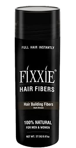 Image of FIXXIE Hair Fibres DARK BROWN for Thinning Hair 27.5g Bottle, Hair Fibre Concealer for Hair Loss for Men and Women, Naturally Thicker Looking Hair with Keratin Hair Fibers.