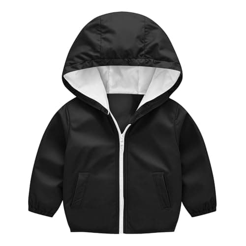 Image of duxyoz Boys Girls Waterproof Jacket Toddler Baby Boy Girl Kids Rain Jacket Lightweight Breathable Rain Coat Windproof Zip Up Hooded Storm Jackets Water Resistant Raincoat Windbreaker 12-18 Months