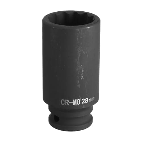 Image of sourcing map 12-Point Deep Impact Socket 1/2 Inch Drive 28mm Metric Chrome Molybdenum Alloy Steel Spindle Axle Nut Impact Socket